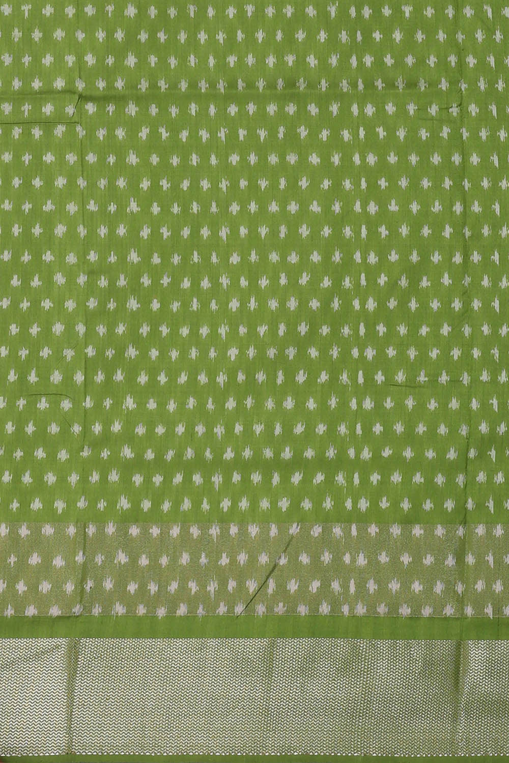 Image of Ikat Silk Golden Green Saree